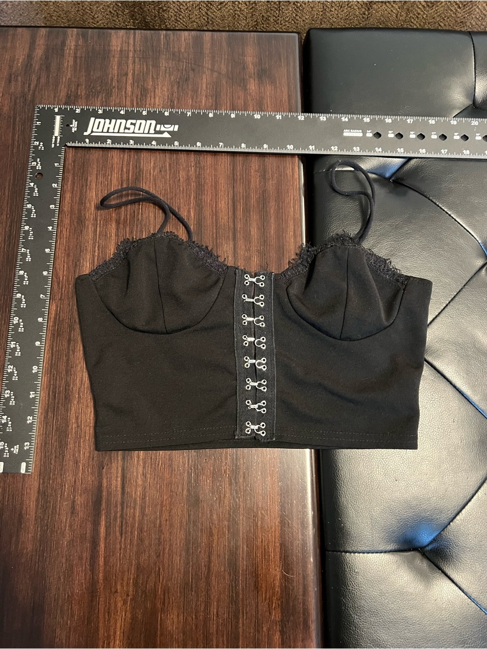 Black Hook-and-Eye Bustier Crop Top
